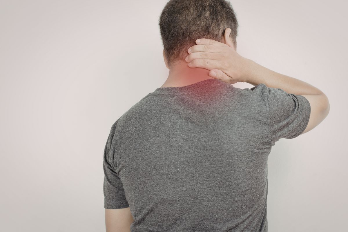 Close-up of chronic neck pain and cervical spine injury treated with PRP injections at Stem Cell Carolina Charlotte