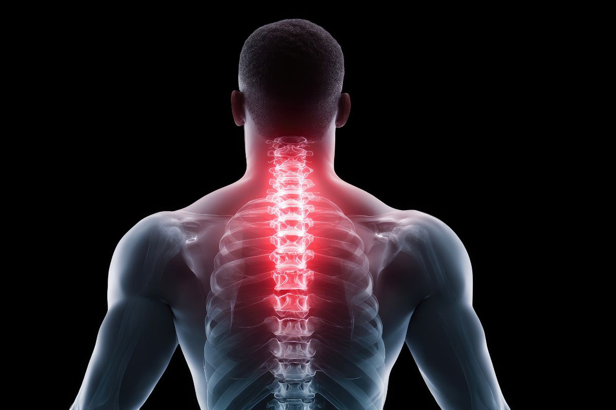 Cervical spine anatomy illustration showing spinal structures treated with stem cell therapy at Stem Cell Carolina Charlotte NC